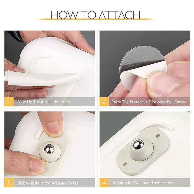 Vatshvi 4 Psc 360 Degree Swivel Mini Self Adhesive Caster Wheels - Pvc Material, White Color | Ideal For Furniture, Trash Cans, Storage Boxes, Pots, Vases
