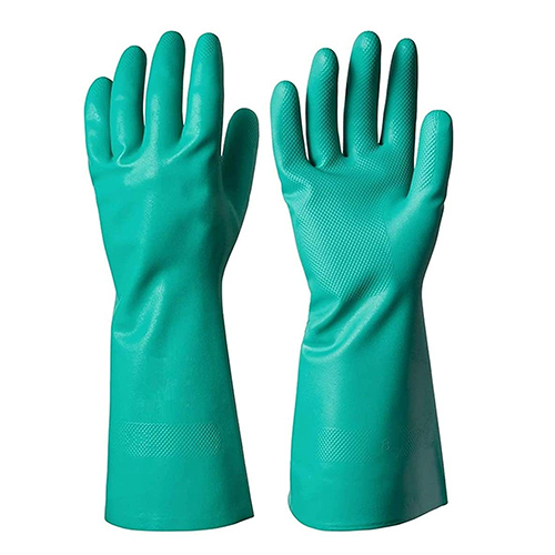 Nitrile Solvent Chemical Resistant Rubber Hand Gloves - Nitrile Rubber Fabric, Full Finger Style, Available In Various Colors | Washable, Durable For Daily And Professional Use