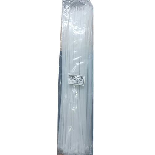 Nylon Cable Tie - 450x5.2mm , White Color, Durable Industrial Use