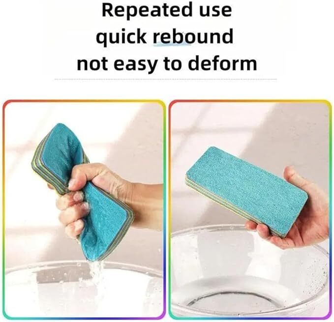 Homenityar - Zero Scratch Cleaning Frosted Sponge,12-layer Tearable Rainbow Scrub Dish Sponge Scrub Sponge (Regular, Pack Of 12) - Cavity Quantity: Single
