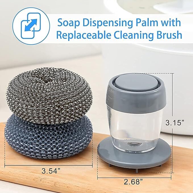 Heria Stainless Steel Scrubbers - Plastic, Black Pvc | Ideal For Cast Iron Pans, Single Cavity Design, Powerful Scrubbing For Stubborn Messes