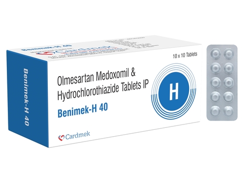 Benimek H 40 Tab - Olmesartan Medoxomil 40mg, Hydrochlorothiazide 12.5mg, Off-White Round Film-Coated Tablets, Pharmaceutical-Grade Purity Above 99%, Hypertension Management
