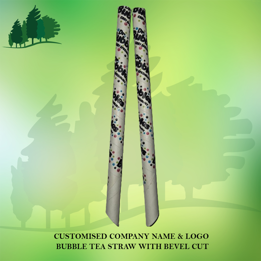 Printed & Customized Bubble Tea Straw - 12mm Bevel Cut, 210mm Length, Plain White Or Printed | Ideal For Bubble Tea, Milkshakes, Smoothies