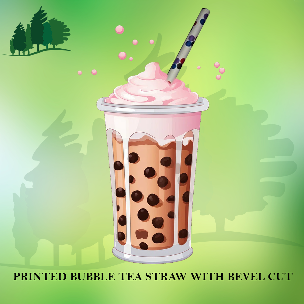 Printed & Customized Bubble Tea Straw - 12mm Bevel Cut, 210mm Length, Plain White Or Printed | Ideal For Bubble Tea, Milkshakes, Smoothies