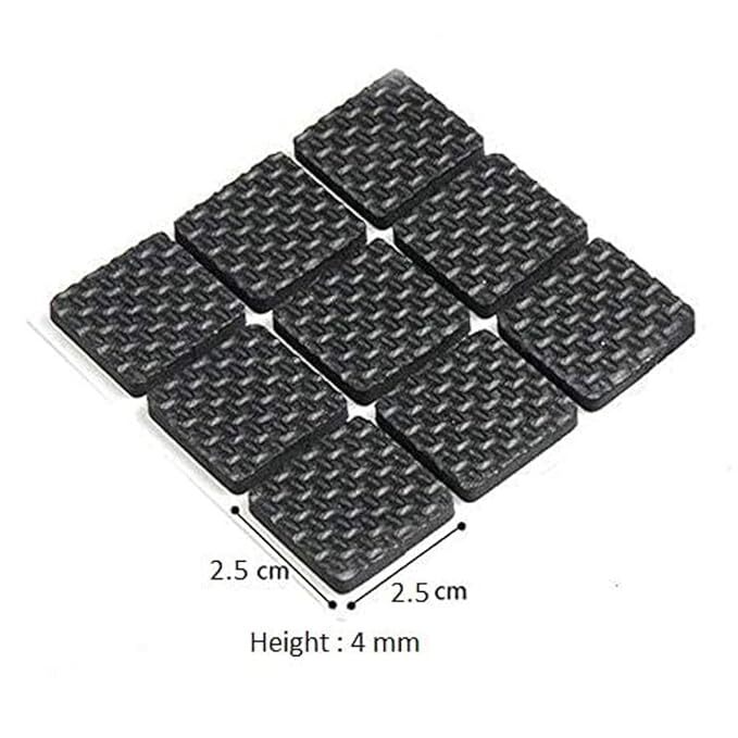 Spiderjuice 18pc Self Adhesive Black Square Eva Rubber Furniture Protection - Single Cavity, Non-slip, Scratch-proof, Noise Insulation Leg Pads