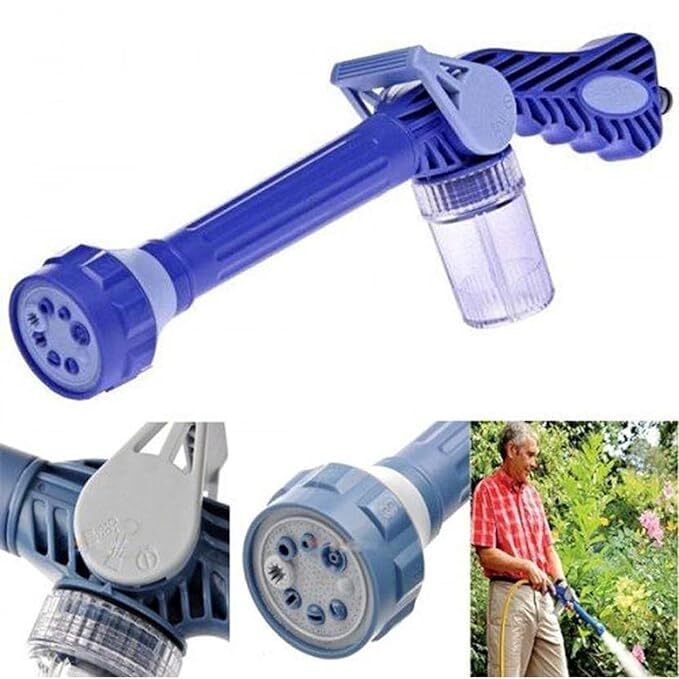Emndrãâ® Ez Jet Water Cannon 8 In 1 Turbo Water Spray Gun - Plastic, 32.6 X 3.5 X 6.3 Cm, Multicolor | Features Inbuilt Soap Dispenser For Car And Garden Washing