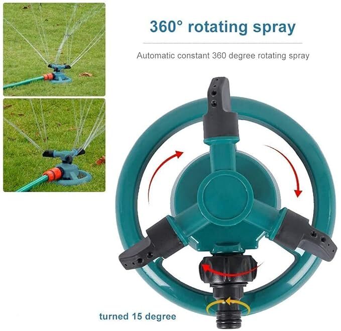 Roll Over Image To Zoom In Pagaly Automatic 360 A Rotating Adjustable Round 3 Arm Lawn Water Sprinkler For Watering Garden Hose Irrigation Yard Water Sprayer Green (Pack 1)