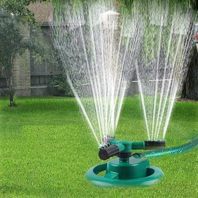 Roll Over Image To Zoom In Pagaly Automatic 360 A Rotating Adjustable Round 3 Arm Lawn Water Sprinkler For Watering Garden Hose Irrigation Yard Water Sprayer Green (Pack 1)