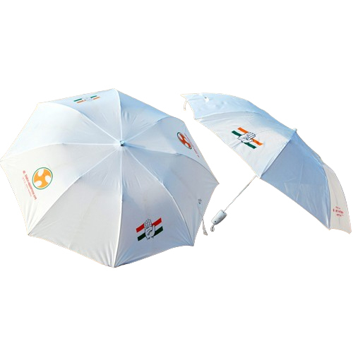 Folding Umbrella - High-Quality Handle, 21-Inch Size, Classic White Color | Compact, Customizable, Ideal for Rainy Season