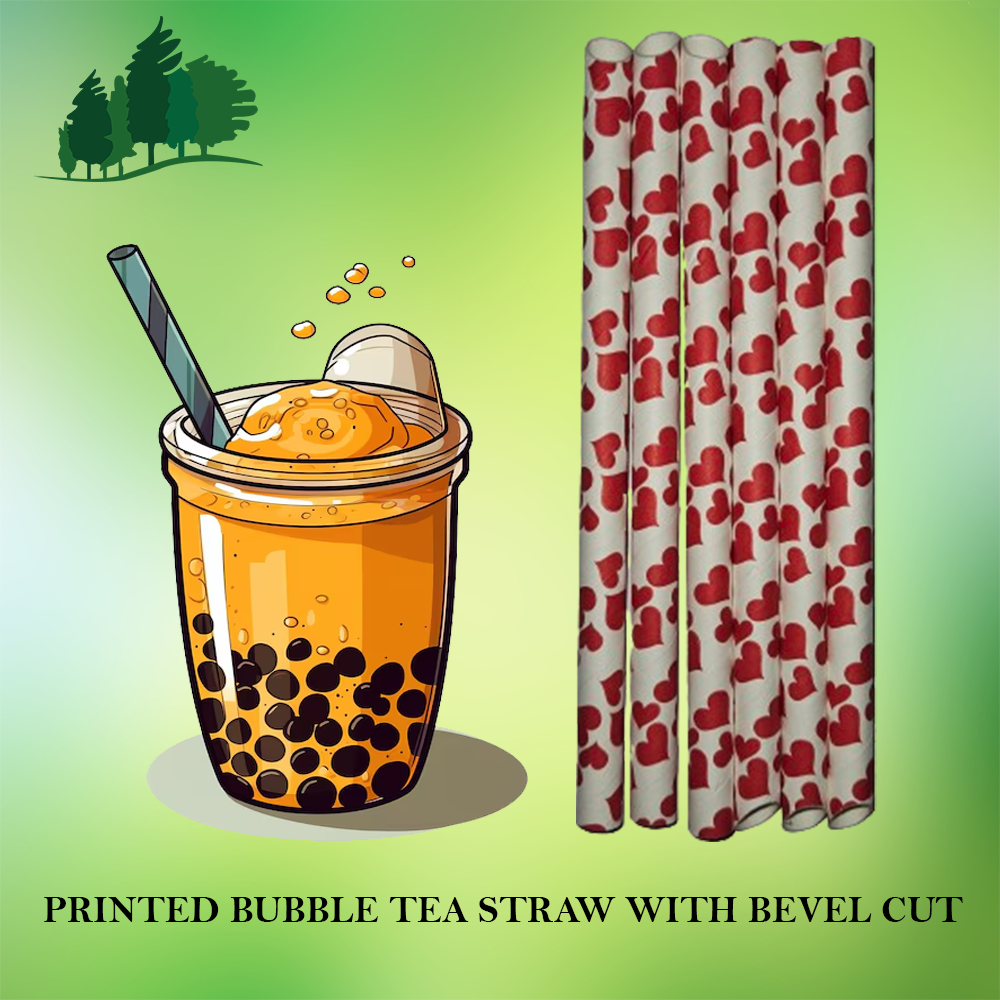 Single Pack Bubble Tea Straw - Food Grade Paper, 12mm Bevel Cut, 210mm Length - Ideal For Smoothies, Milkshakes, Slushies, Custom Logo Printing