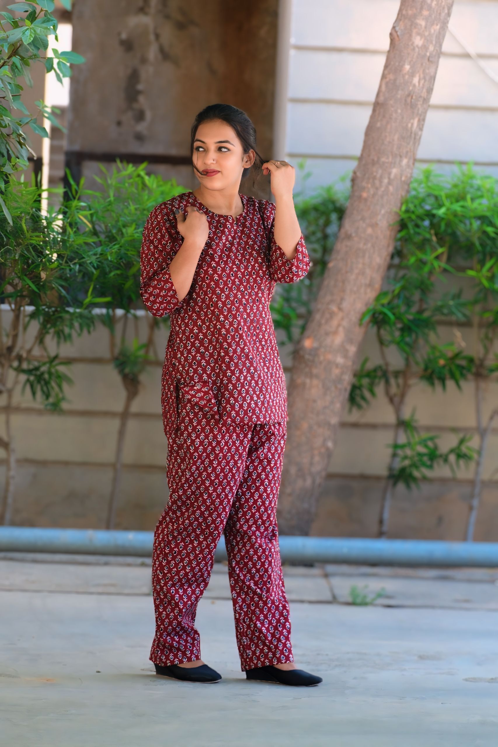 Ladies Night Suit - Cotton, S To Xxl Size, Maroon Color, Printed Fabric | Stylish And Trendy Sleeveless Ethnic Wear With Customized Logo, Perfect For Summer And Casual Wear