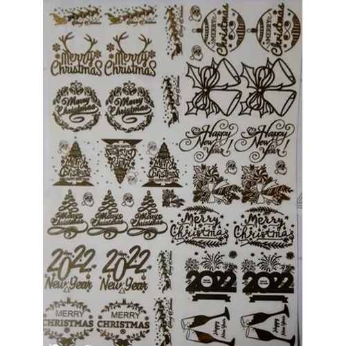 Happy New Year Metal Stickers - Customized Shapes | Hot Melt Adhesive, Modern Attractive Prints, Variety of Colors, Commercial Use