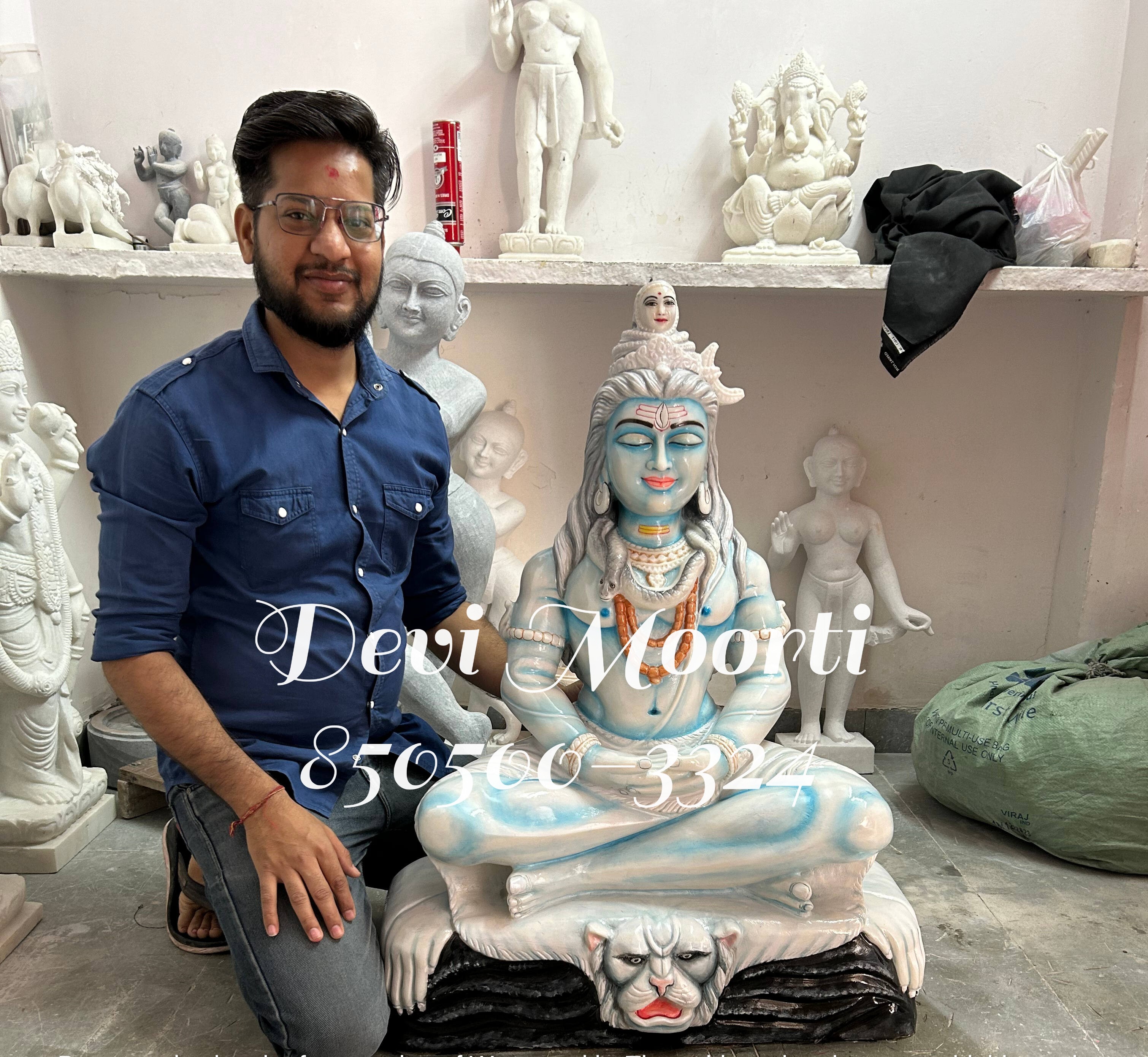 White Marble Exotic Shiva Statue - Height: 36 Inch (In)