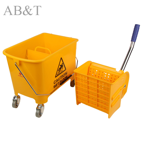 Plastic Single Bucket Wringer Trolley - 20 Liters, Yellow Color, Lightweight 3.18 Kg Design For Versatile Use In Restaurants, Hotels, Warehouses And Manufacturing Facilities