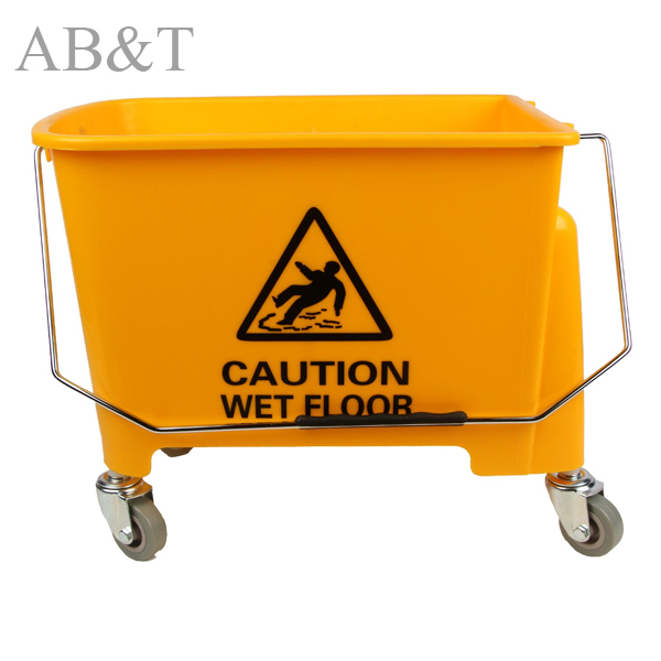 Plastic Single Bucket Wringer Trolley - 20 Liters, Yellow Color, Lightweight 3.18 Kg Design For Versatile Use In Restaurants, Hotels, Warehouses And Manufacturing Facilities
