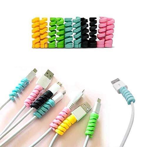 Mitsico Charger Cable Saver Macbook Iphone Micro Usb Protector - Rubber Material, Free Size, Multicolor | Flexible Silicone Design, Protects Usb Cords, Fun Installation