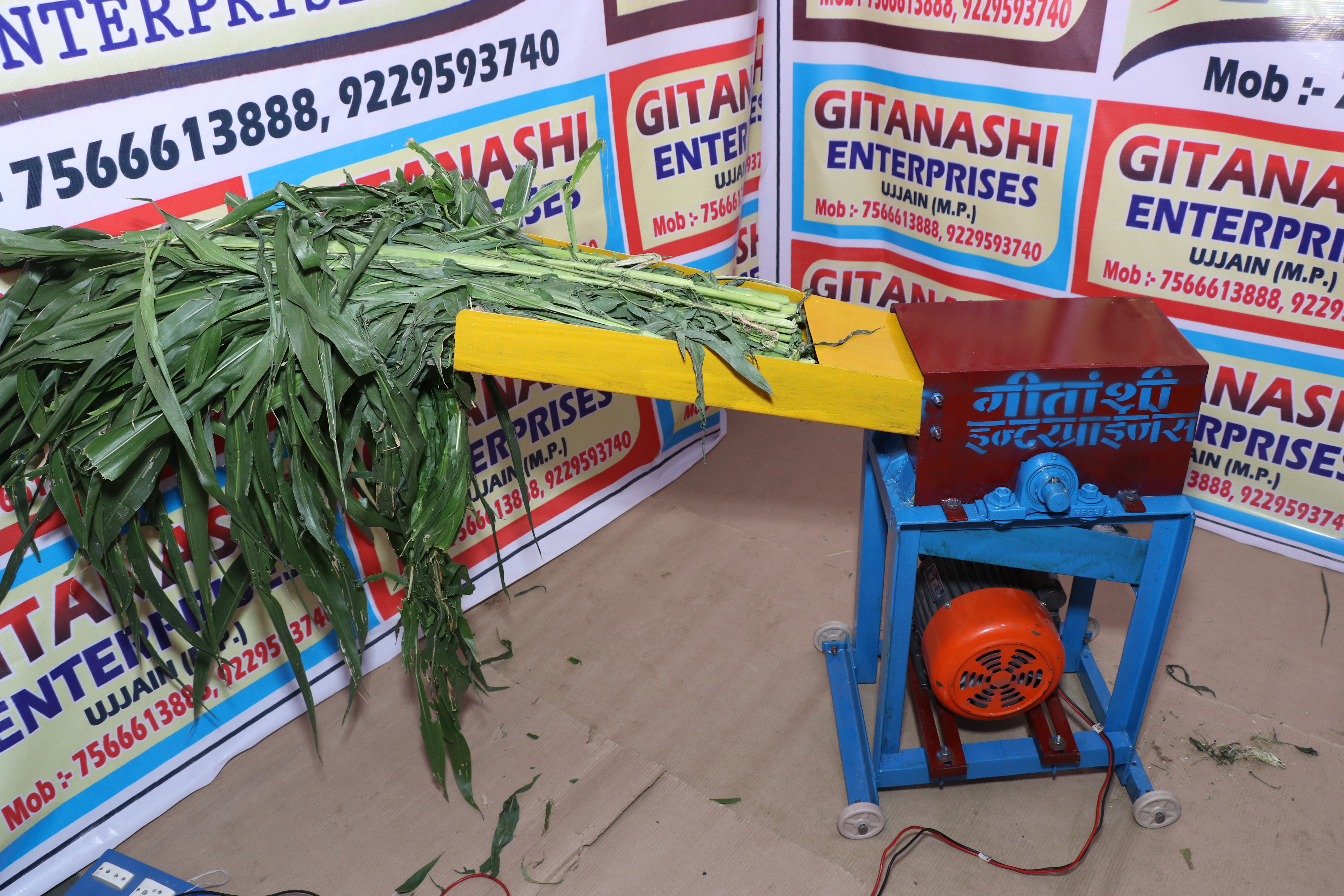 Gitanshi Single Phase 2 Hp Ms Mini Electric Chaff Cutter - Color: Red And Blue