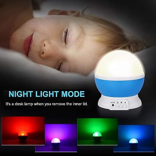 Pulgos Star Master Rotating 360 Degree Moon Night Light Lamp Projector - Plastic, Single Cavity Design, Multi-color Led Light With Usb Cable, Ideal For Kids Room