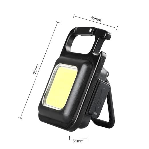 Mitsico Cob Keychain Light With 3 Modes - Pvc Material, Mini Size, Black Color | 500 Lumens Output, Wide Angle, Versatile Work And Emergency Light
