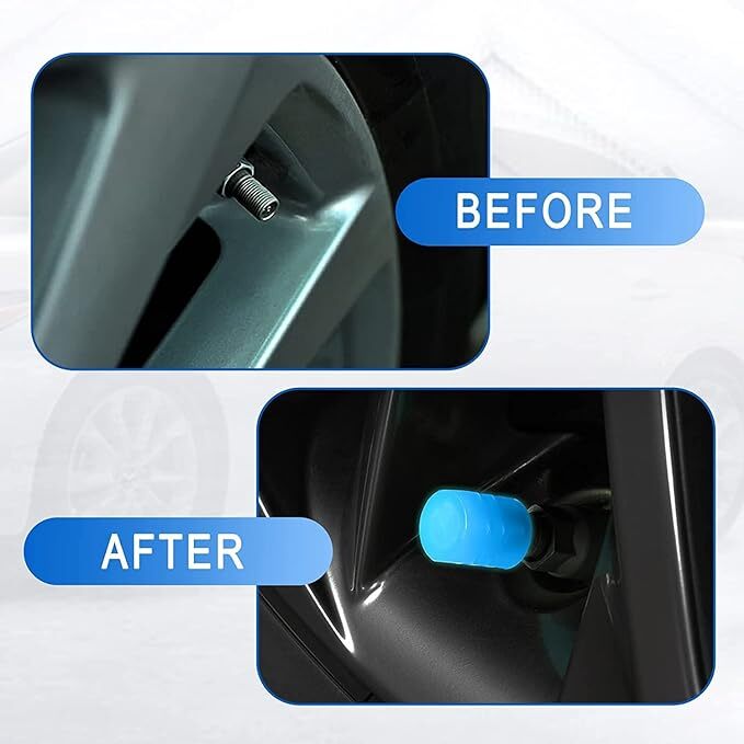 Careflection - Pvc Plastic, Single Cavity, Blue | Luminous Wheels Cap Tire Valve Stem For Suv, Motorcycles, Truck, Glow At Night (4 Pcs)