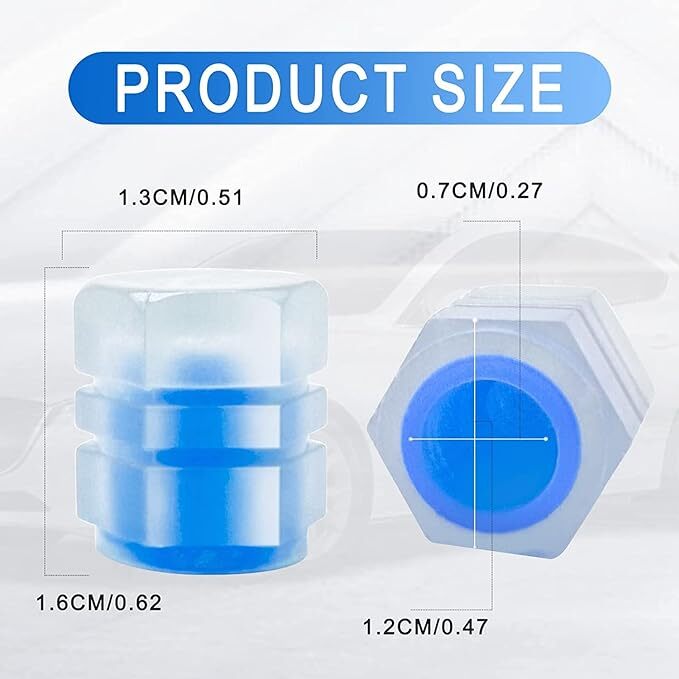 Careflection - Pvc Plastic, Single Cavity, Blue | Luminous Wheels Cap Tire Valve Stem For Suv, Motorcycles, Truck, Glow At Night (4 Pcs)