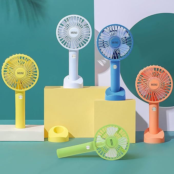 Portable Mini Fan - Pvc Material, Handheld Design, Stylish Green Color, Usb Rechargeable | Ideal For Dormitory, Camping, And Gifts