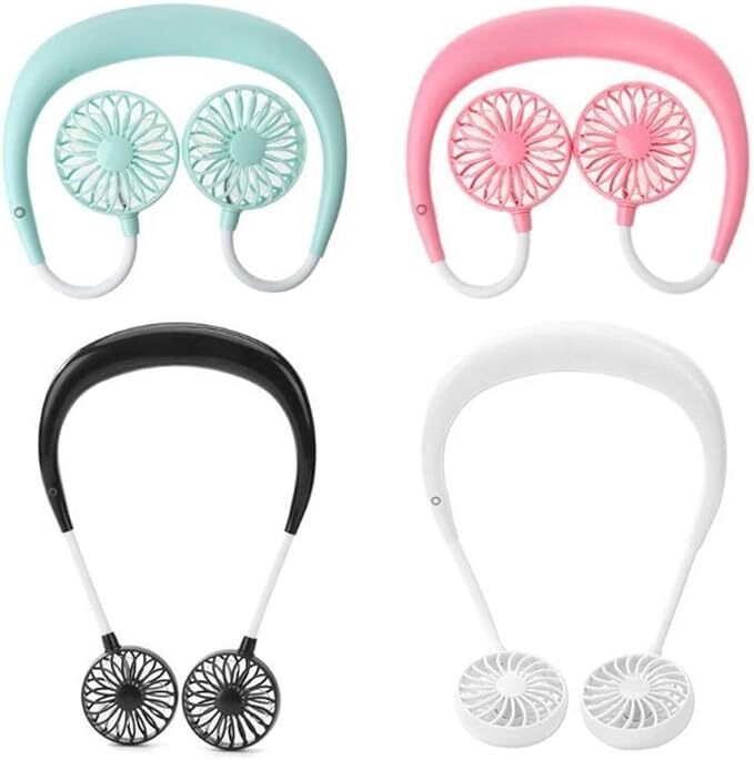Yuxahiugfs Small Desk Fan - Pvc Material, Multicolor Design | Usb Rechargeable, 3 Gears, Portable Wearable, Hands-free Neck Hanging Mini Sports Fan