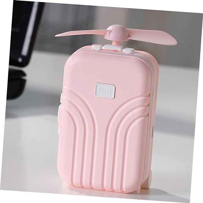 Rechargeable Outdoor Fan - Pvc Material, Portable Pink Foldable Design | Single Cavity For Summer Use