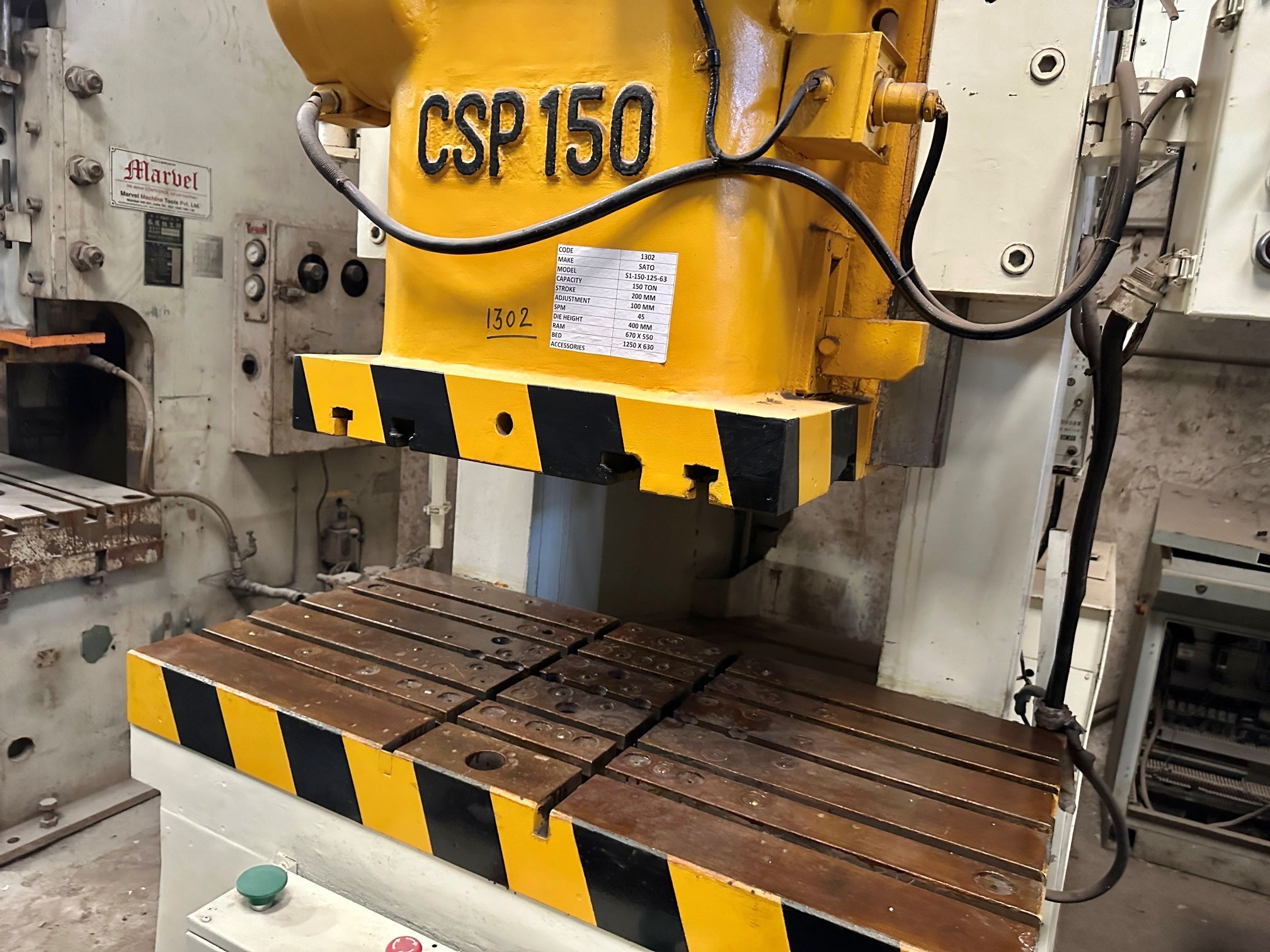 1302 Sato C Frame Single Crank Press Application: Industrial