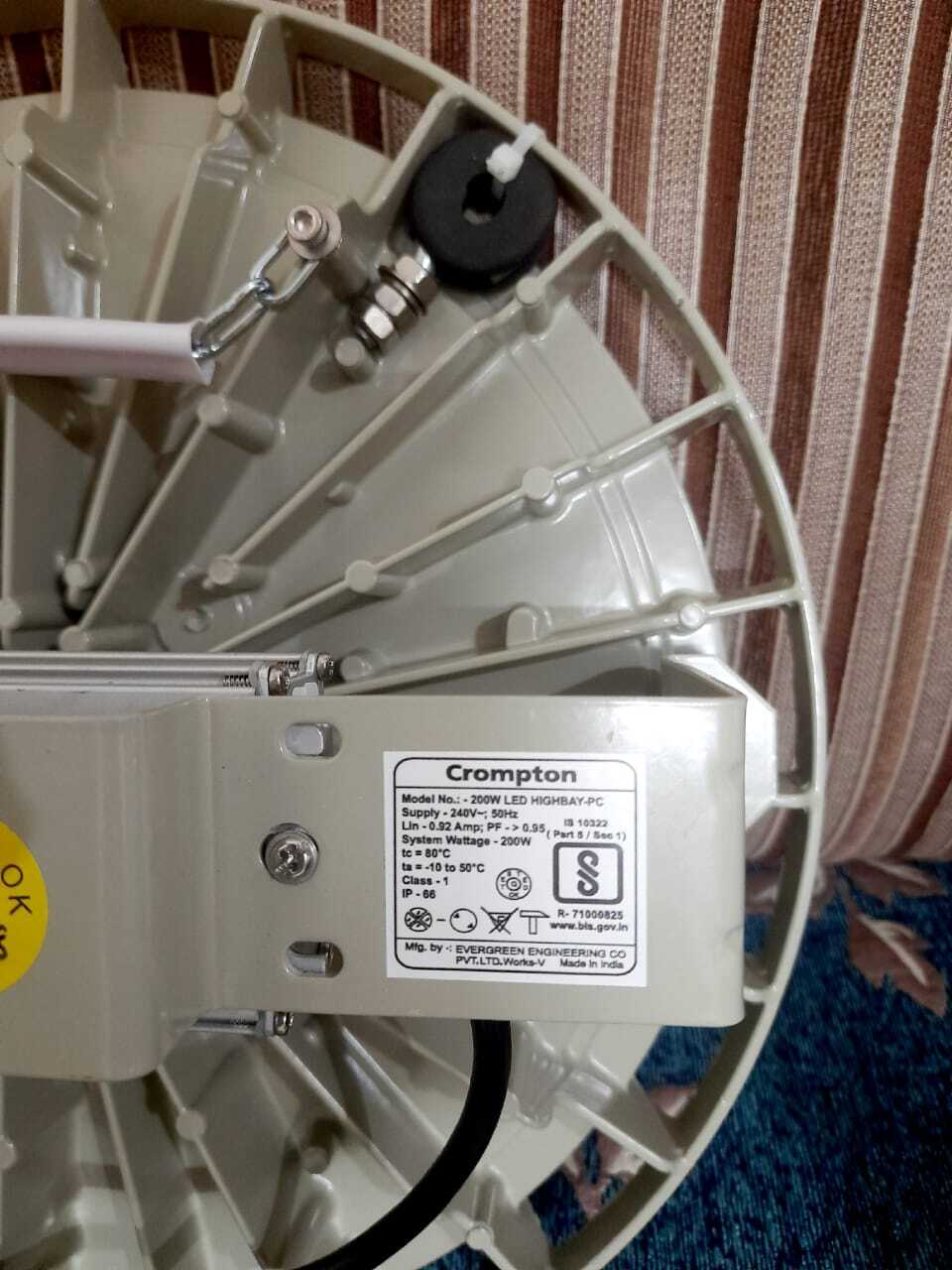 High Bay Light - Polycarbonate & Mild Steel, Round Shape, 230 Volt Input Voltage, Integrated Circuit Control, Condenser Diffuser For Brightness