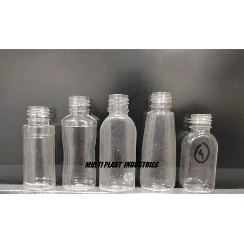 Plastic Pet Bottle - Durable Pet Material, Compact Size, Transparent With Blue Screw Cap | Lightweight, Screw Sealing, Customization Available