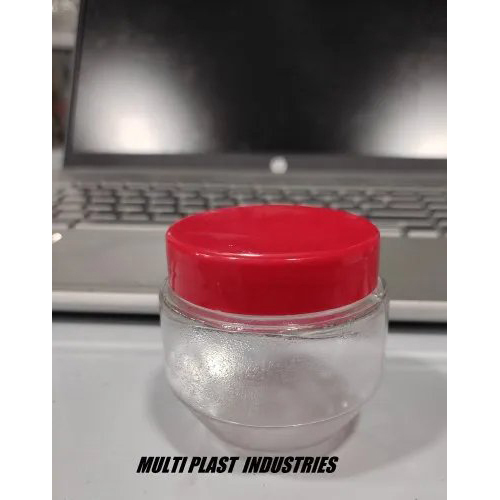Round Shape Clear Plastic Pet Jars - Durable Lightweight Reusable, Clear Smooth Finish With Red Lid, Minimalistic Design By Multi Plast Industries