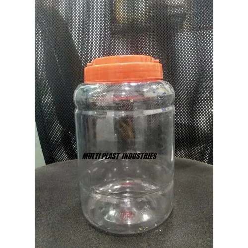 Round Shape Clear Plastic Pet Jars - Durable Lightweight Reusable, Clear Smooth Finish With Red Lid, Minimalistic Design By Multi Plast Industries