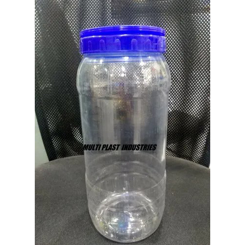 Round Shape Clear Plastic Pet Jars - Durable Lightweight Reusable, Clear Smooth Finish With Red Lid, Minimalistic Design By Multi Plast Industries