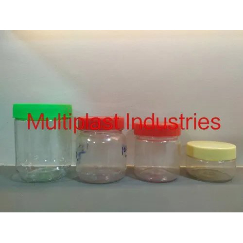 Plastic Pet Jars With Lid - Pet Plastic, Varied Sizes, Transparent Body With Multicolored Lids (Green, Red, Yellow) | Lightweight, Reusable, Easy To Use
