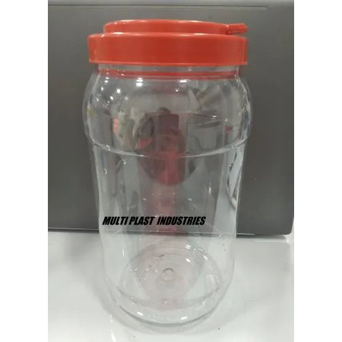 Plastic Pet Jars With Lid - Pet Plastic, Varied Sizes, Transparent Body With Multicolored Lids (Green, Red, Yellow) | Lightweight, Reusable, Easy To Use