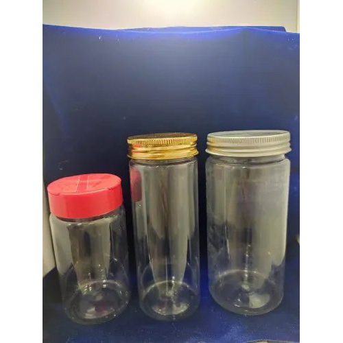 Confectionery Jars - Food-grade Polyethylene, 500ml, 1l, 1.5l Sizes, Transparent Body With Red/gold/white Lids, Modern Cylindrical Design