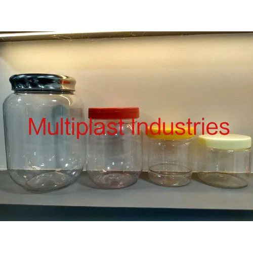 Confectionery Jars - Food-grade Polyethylene, 500ml, 1l, 1.5l Sizes, Transparent Body With Red/gold/white Lids, Modern Cylindrical Design