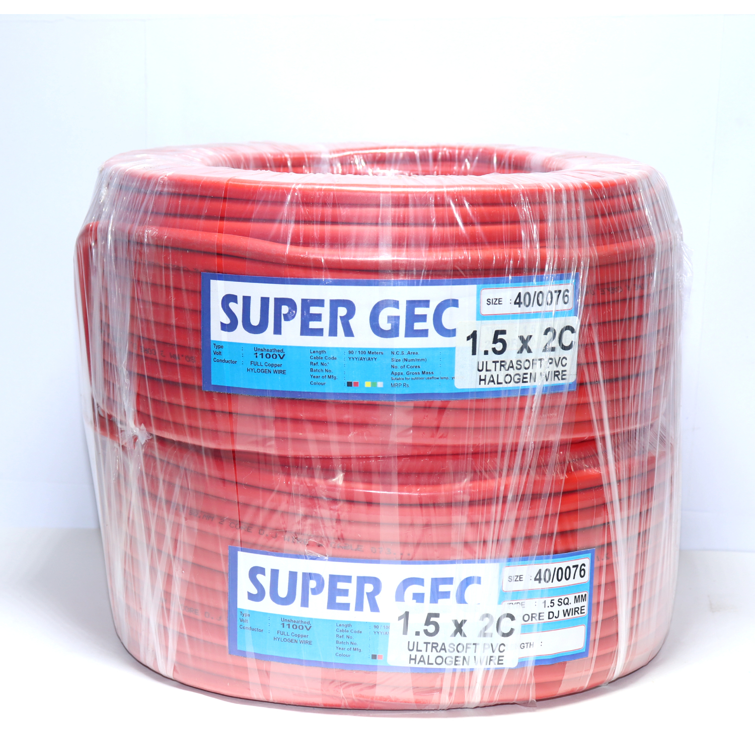 Red 1.5 Mm X 2 Core Halogen Wire 64 Mtr