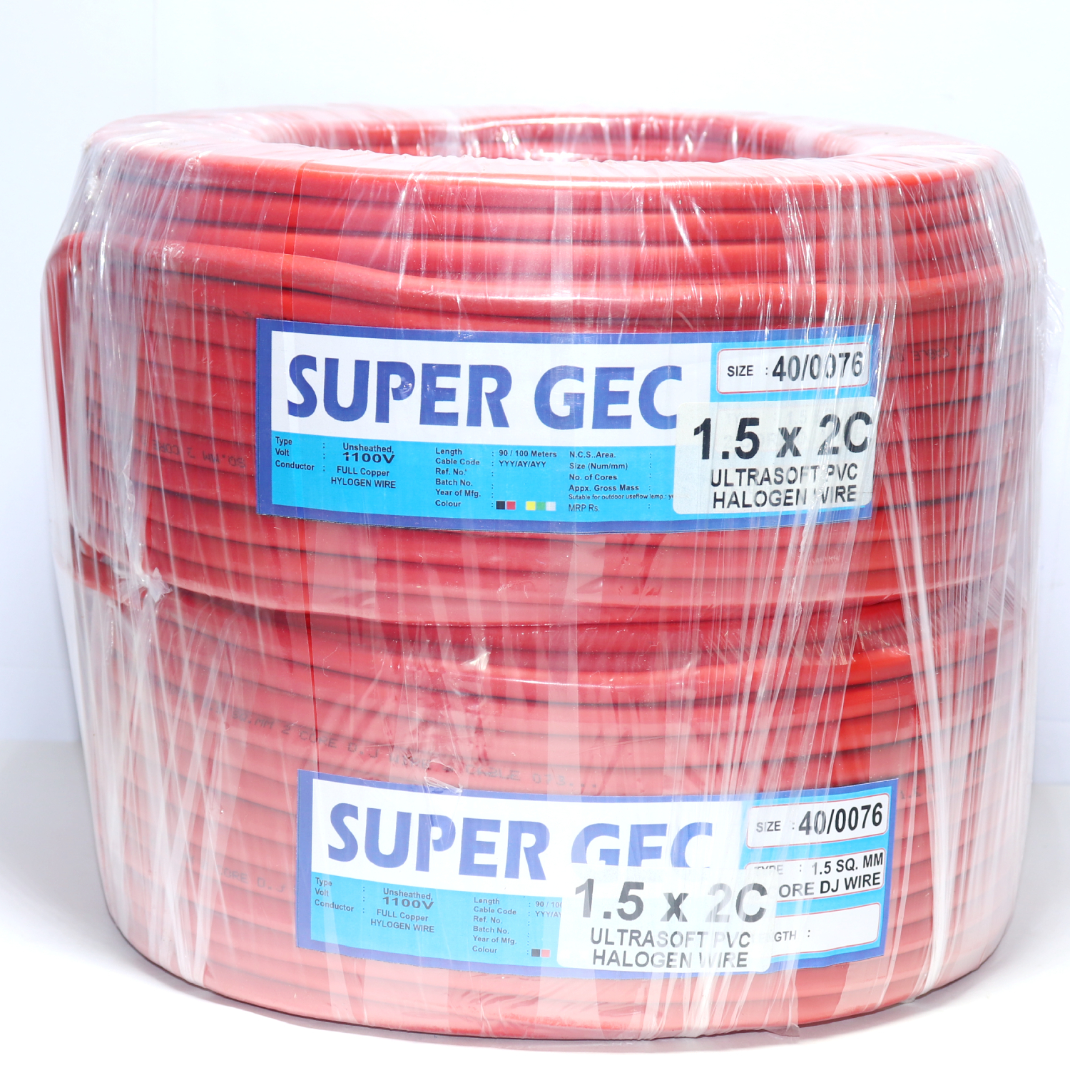 Red 1.5 Mm X 2 Core Halogen Wire 64 Mtr