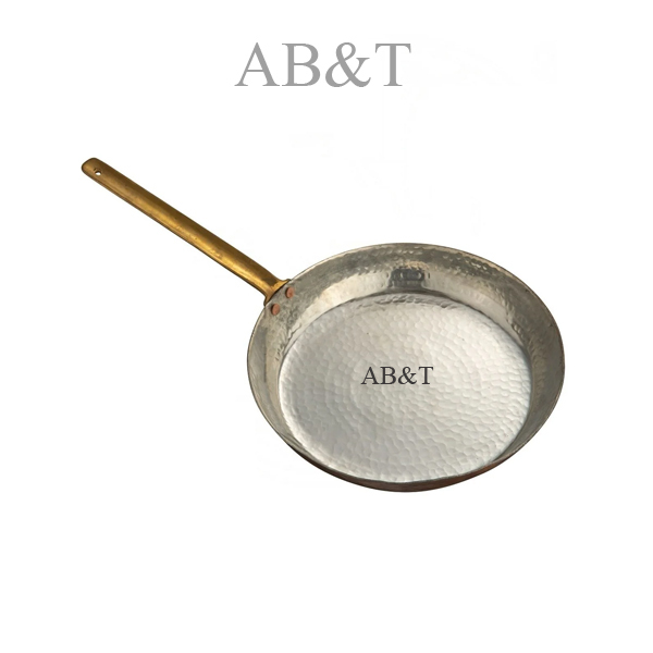 Stainless Steel Fry Pan - 14" Round, Wooden Handle, Rustproof, Durable, Hygienic, Bpa Free, Ideal For Restaurants And Catering