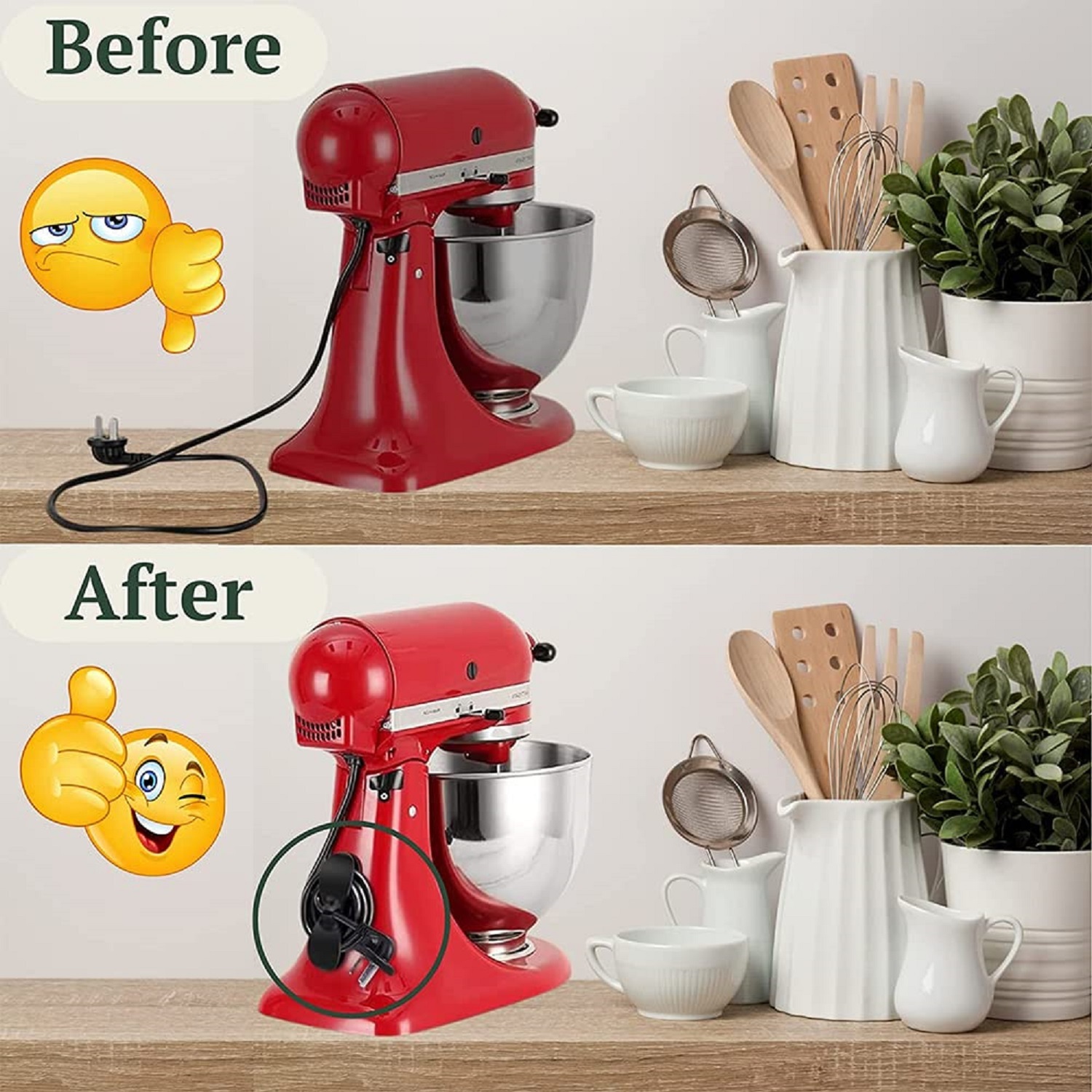 Cable Organiser - Thicker Rubber Material, 10cm Wide | Strong Adhesive, Edge-tightening Design, Fits Most Small Appliances
