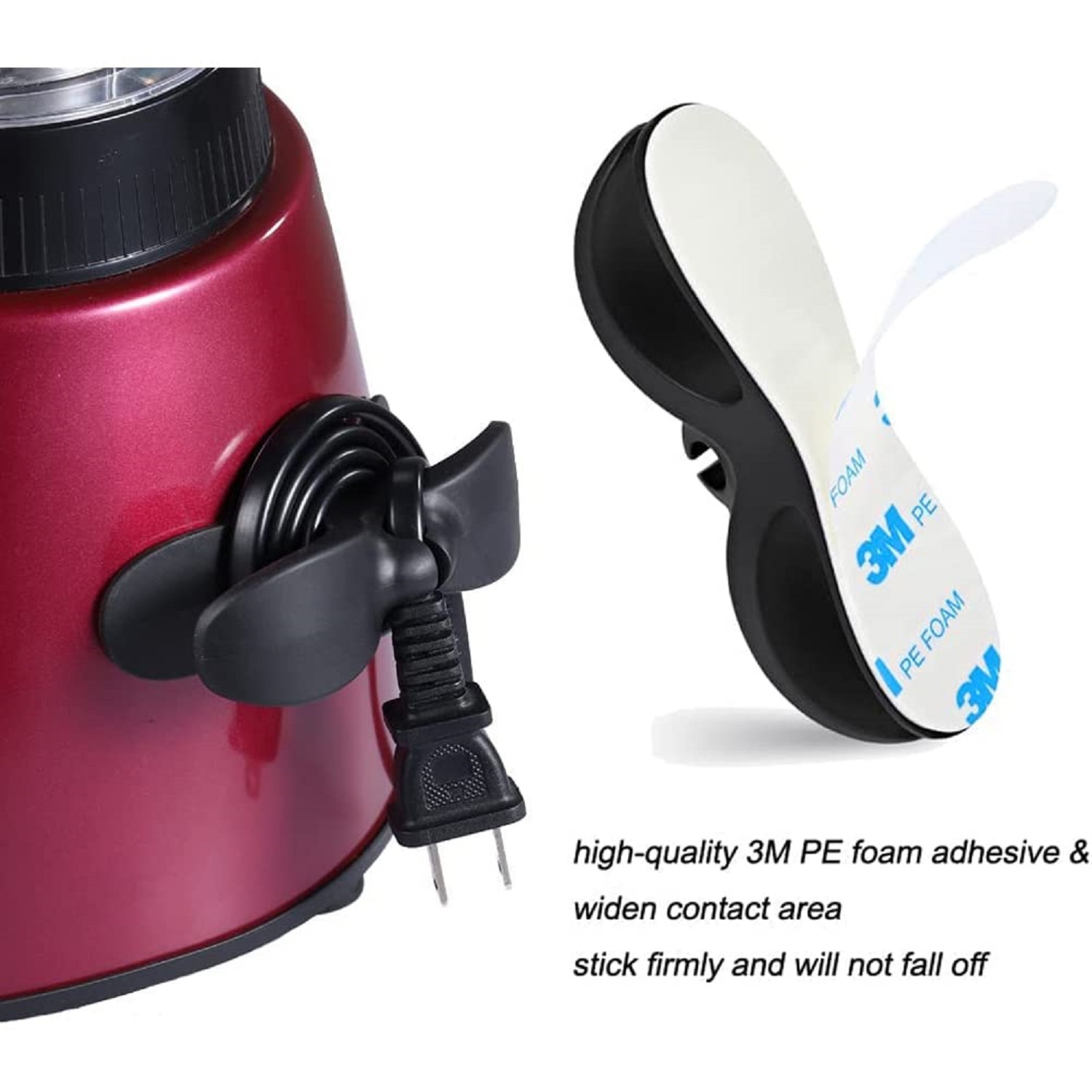 Cable Organiser - Thicker Rubber Material, 10cm Wide | Strong Adhesive, Edge-tightening Design, Fits Most Small Appliances