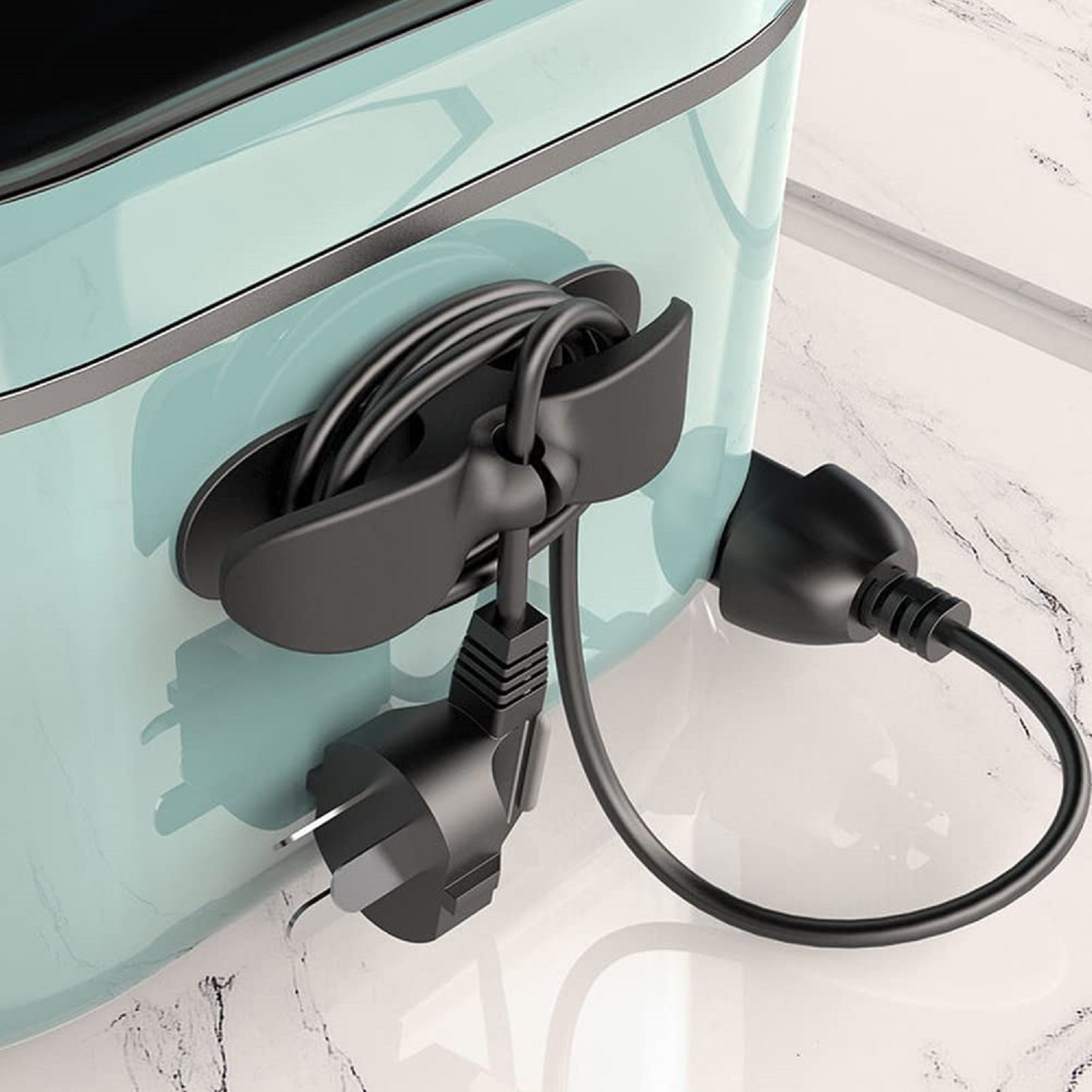 Cable Organiser - Thicker Rubber Material, 10cm Wide | Strong Adhesive, Edge-tightening Design, Fits Most Small Appliances