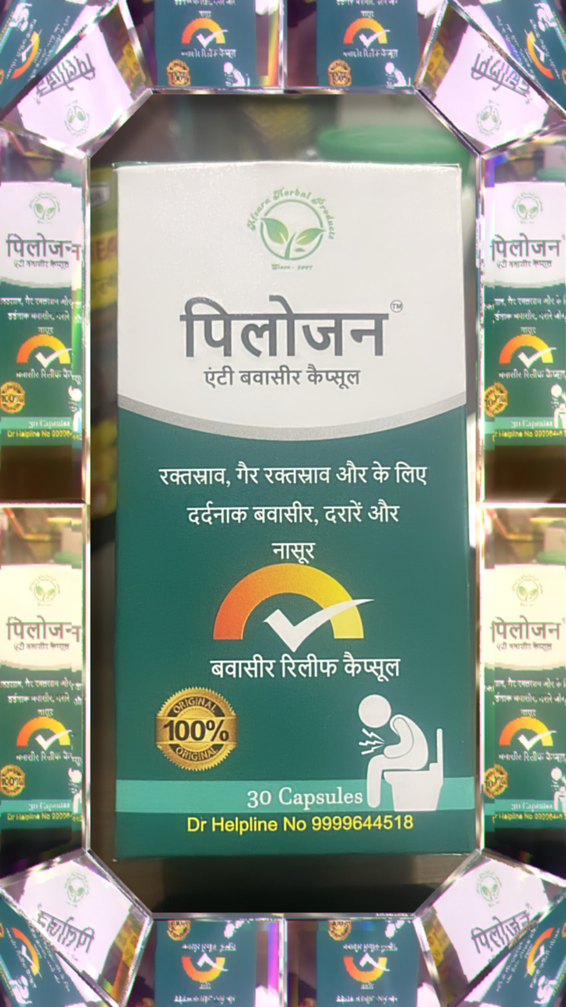 Pilogen Ayurvedic Capsule - Anti-inflammatory, Antiseptic, Antioxidant Formula For Internal & External Hemorrhoids Relief, Targets Dry Piles