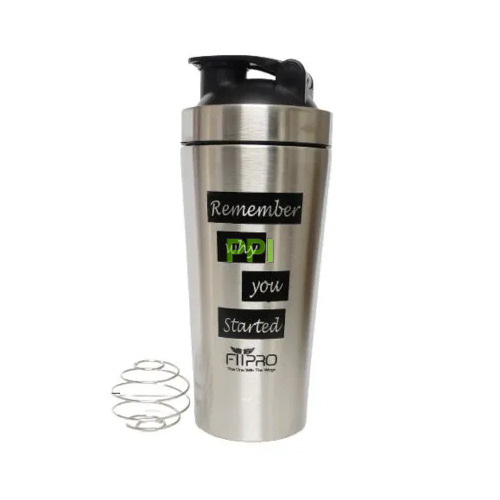 Stainless Steel Gym Shaker - 750 Milliliter Capacity, Narrow Flip Top Lid, Sleek Cylindrical Design, Customizable Screen Printed Logo, Ideal for Protein Shakes