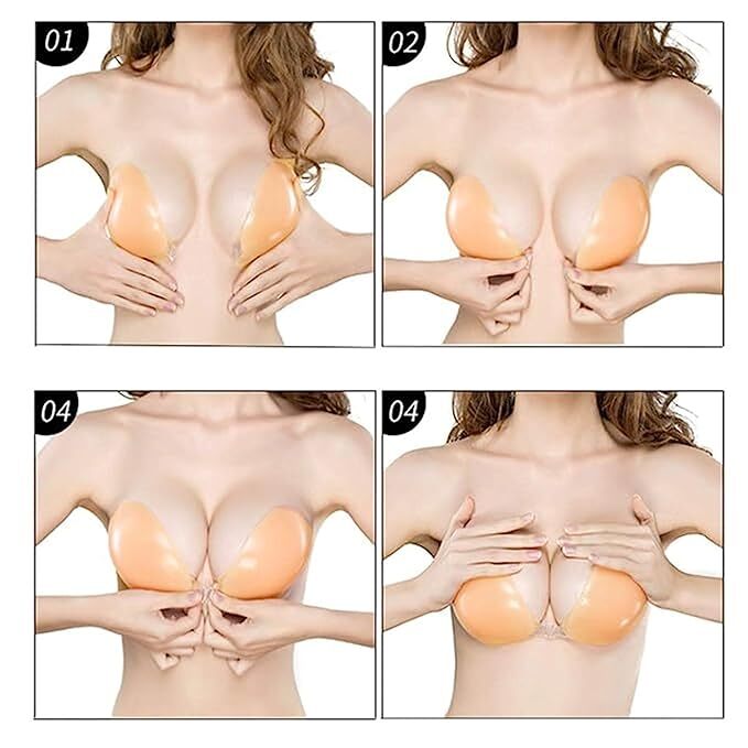 Trendy Look Adhesive, Silicone Sticky Bra/invisible Push Up Bra/strapless Bra/freesize Bra - Silicone Material, Freesize Fit, Multicolor , Single Cavity Design