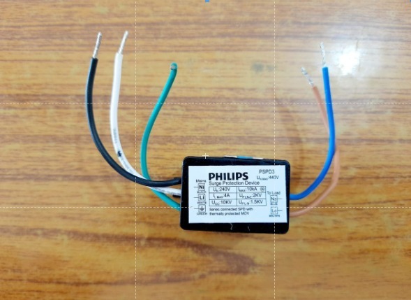 Surge Protection Device - Frequency 50 Hz, Voltage 240 V, Rated Current 4 A, Poles 3 Pole+n | Material Plastic & Mild Steel, Protection Level 200-400 Joules, 2 Year Warranty