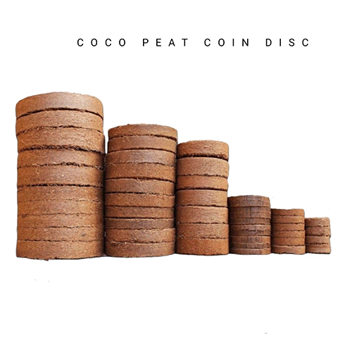 Coco Peat Coin Disc - Coconut Fiber, Circular Shape, Light Brown Color, Dimensions: 25-100mm, Zero Moisture Content, Eco-Friendly, High Quality