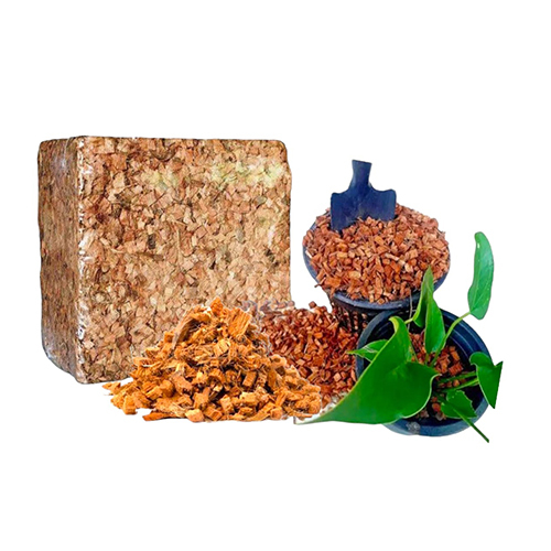 Coco Husk Chips Block - Eco-Friendly Coconut Husk Material, Dimensions 30x30x10 cm, Light Brown Color, Compression Ratio 5:1, Fiber Length 4mm to 16mm